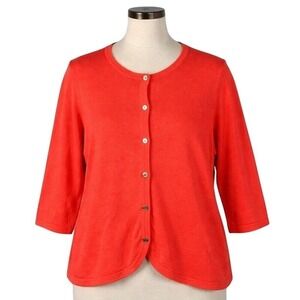 Isaac Mizrahi Live Womens XL Coral Cardigan Sweater 3/4 Sleeve Button Front